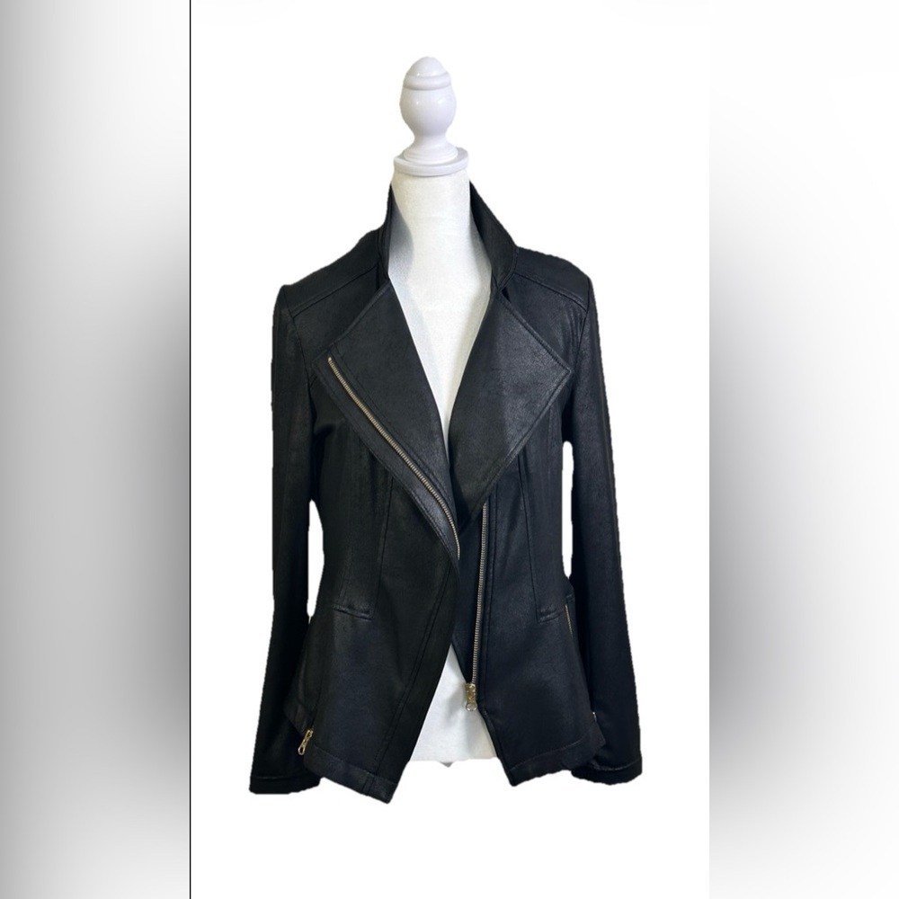 Liquid Leather Black Asymmetrical Jacket -Women’s Medium - Picture 3 of 14